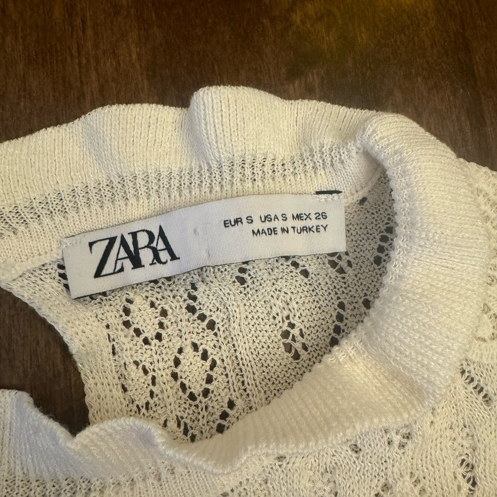Zara Knit Lace Babydoll Top, sz S - Picture 2 of 6